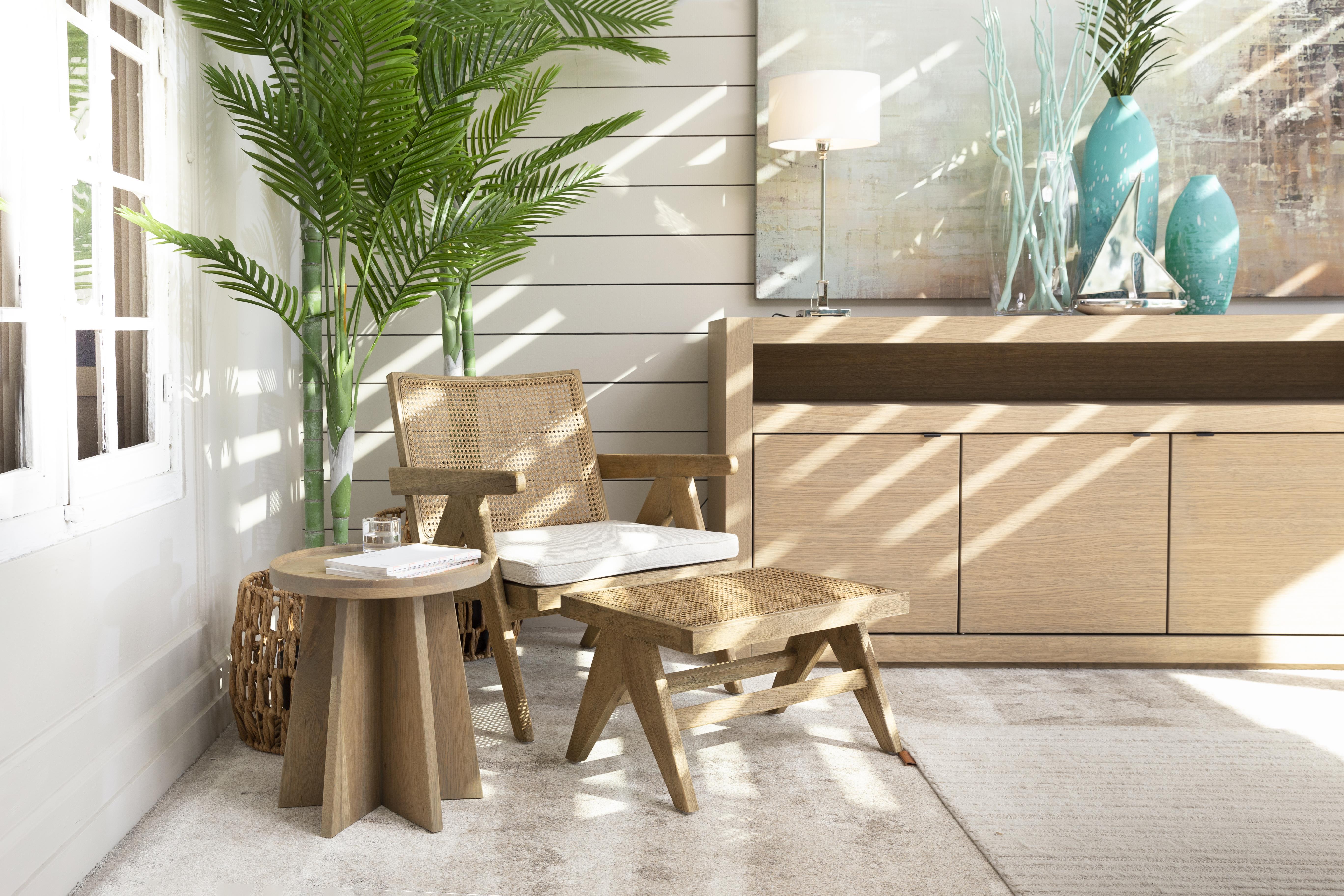 Flamant BRUNO seat, weathered oak, reed, with cushion