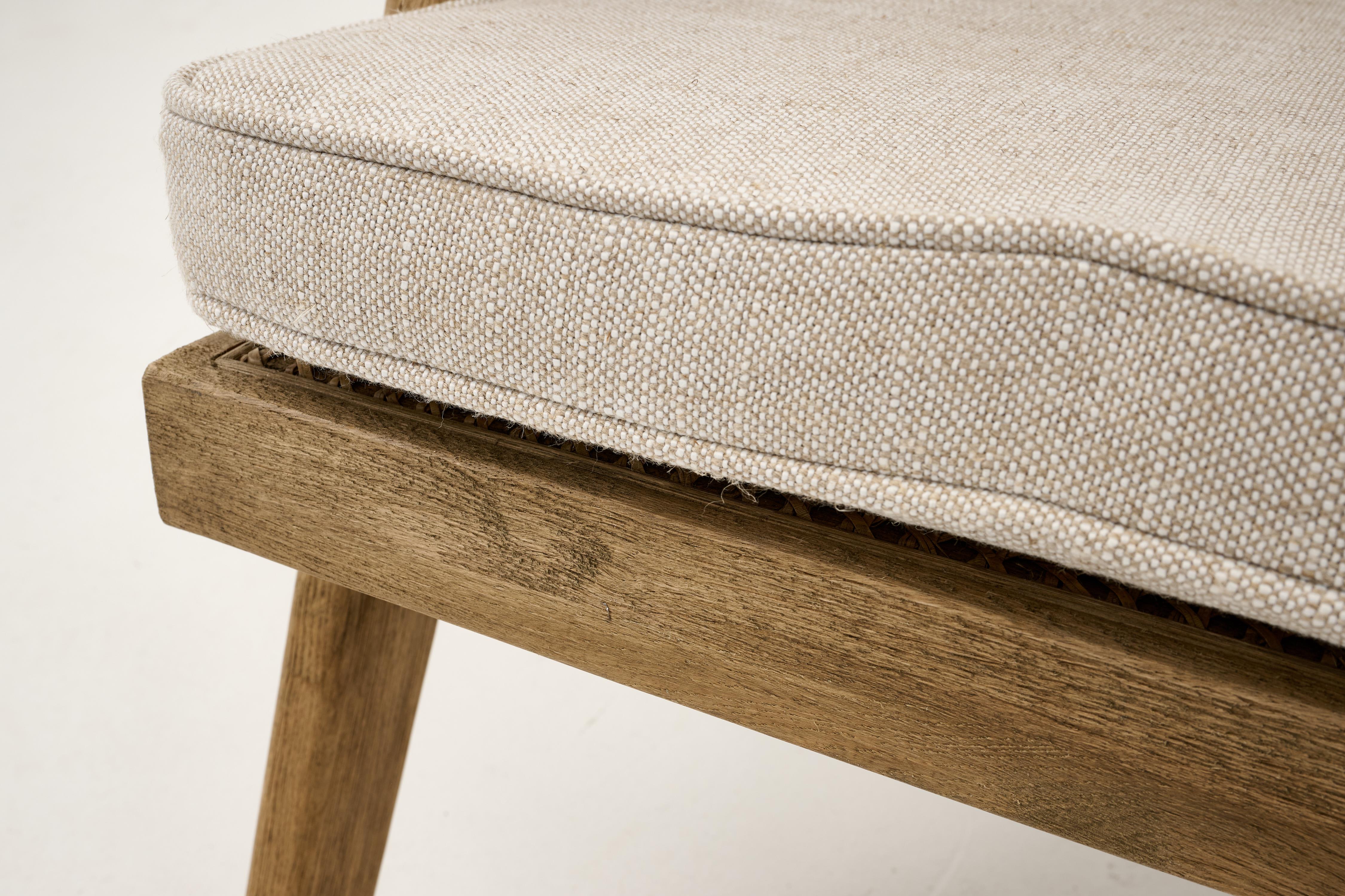 Flamant BRUNO seat, weathered oak, reed, with cushion