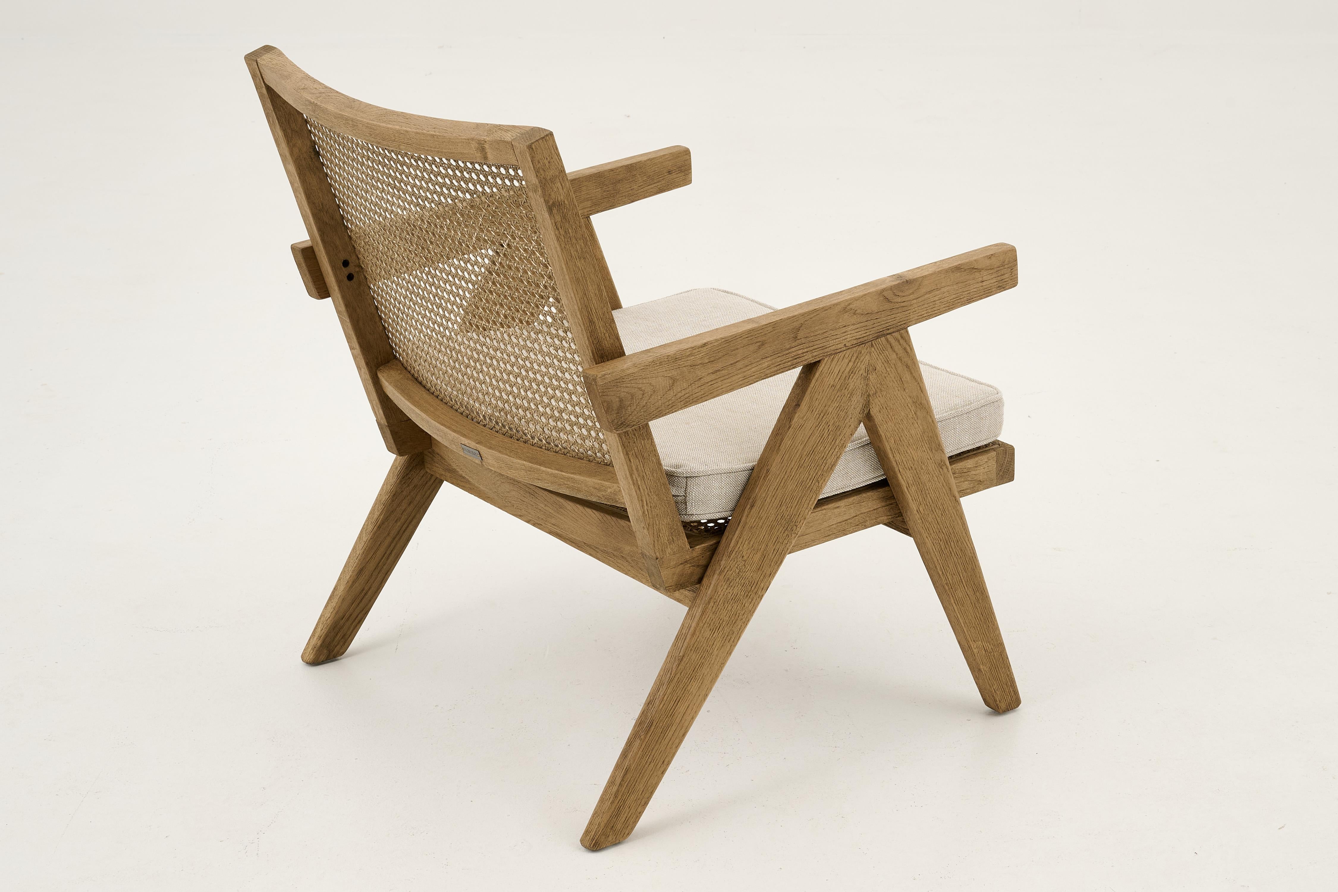 Flamant BRUNO seat, weathered oak, reed, with cushion