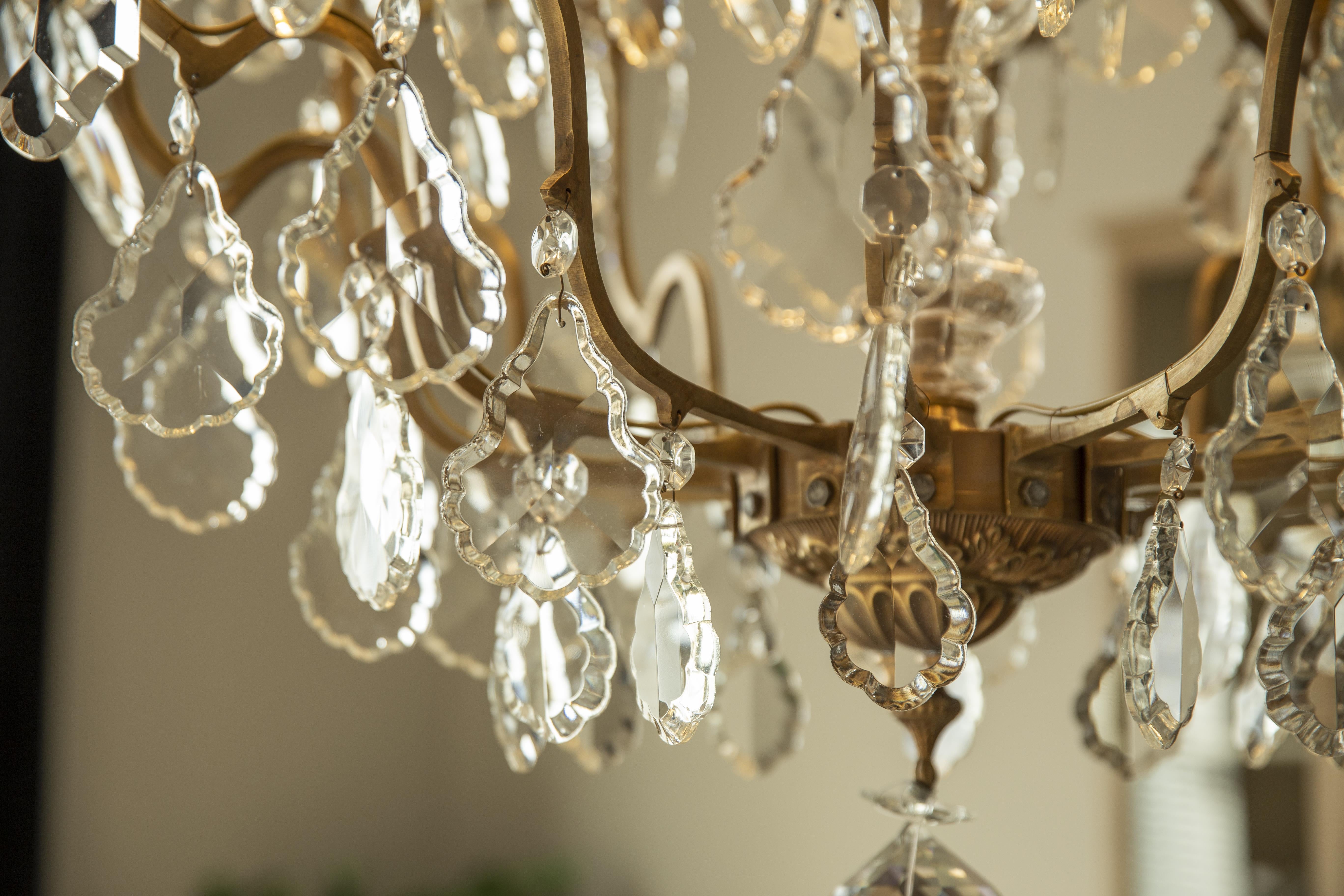 Flamant BRUXELLES, chandelier, glass drops, 6 lamps