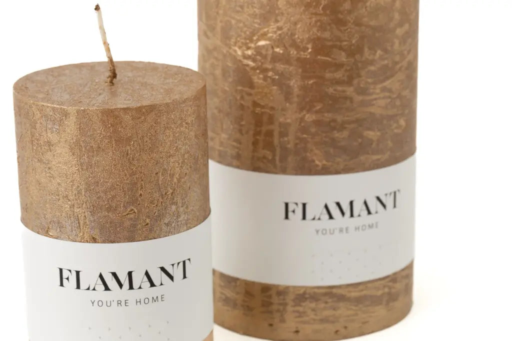 Flamant BETH, candle, colour gold, 9x15 cm