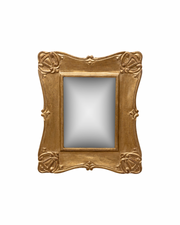 Rectangular convex mirror golden patina
