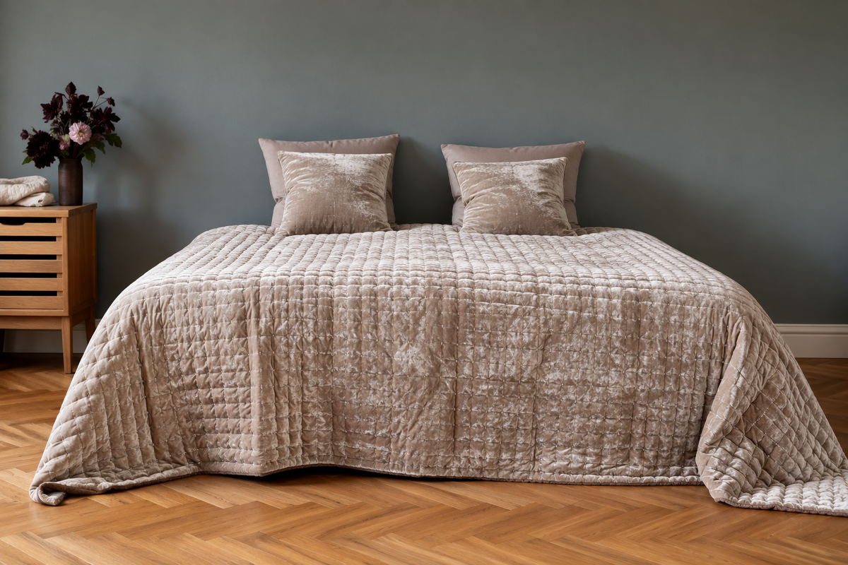 Fabric Copenhagen Bedspread Velvet, beige