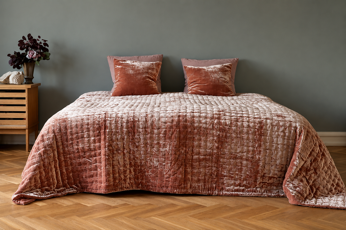Fabric Copenhagen Bedspread Velvet, Rose