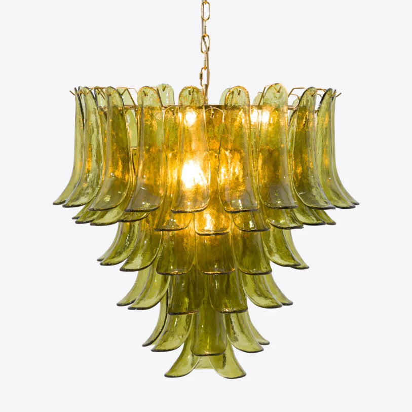 Pure White Lines PETALO, green chandelier, small