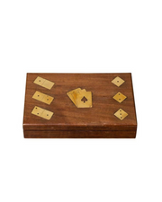 Game box with card, dices & domino brass