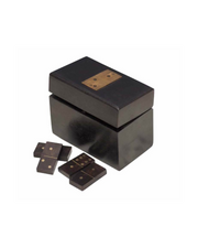 Black wooden domino box brass details