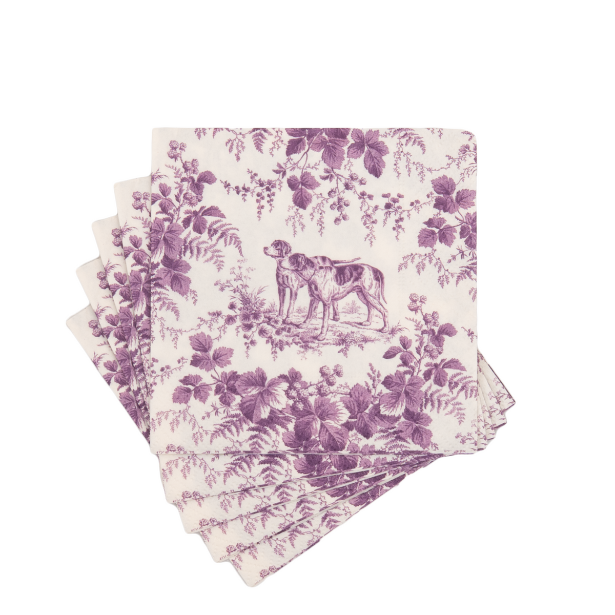 Caspari Hunting Toile Aubergine Cocktail Napkins