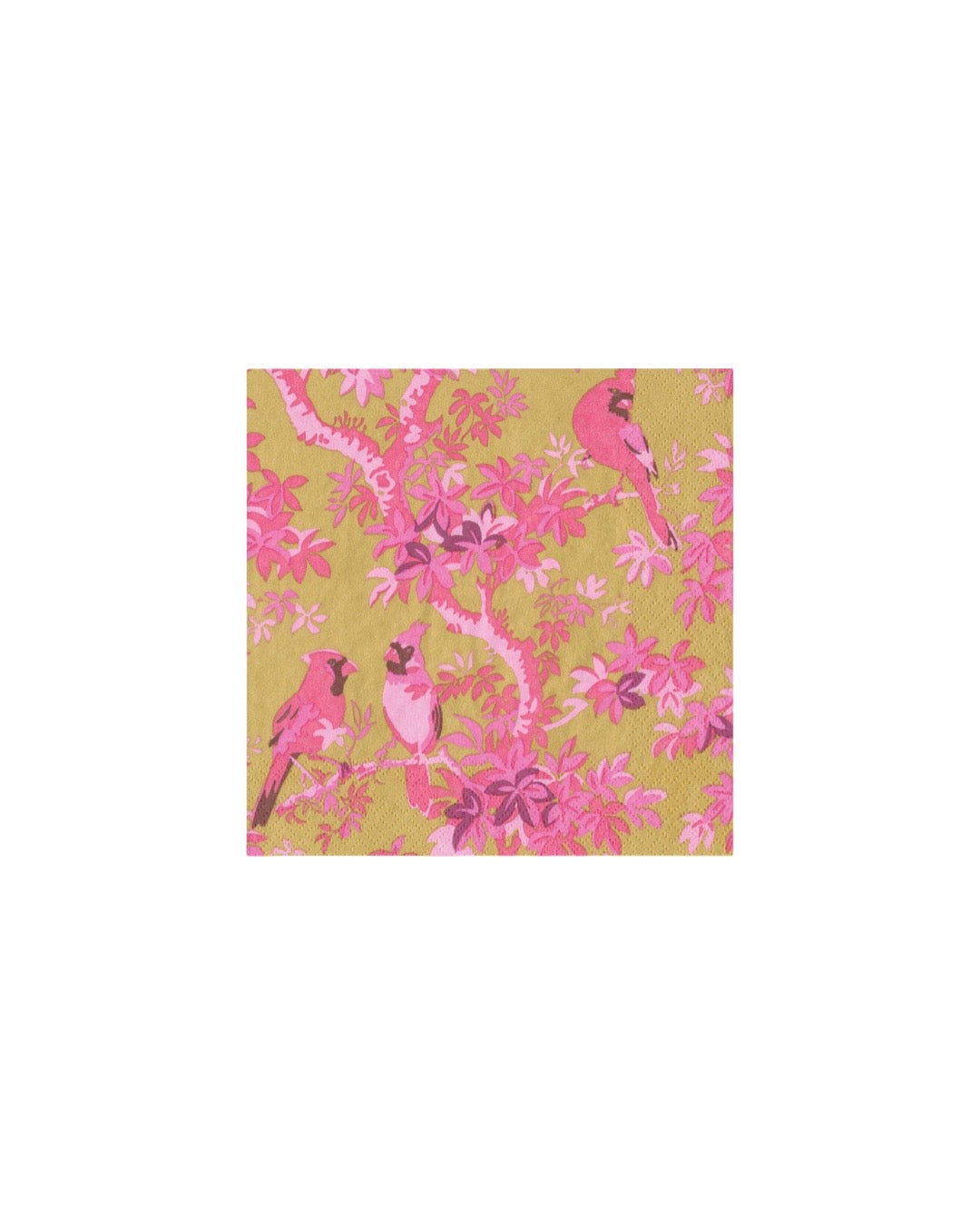Caspari Scenic Songbirds Rose/Gold Napkin Cocktail