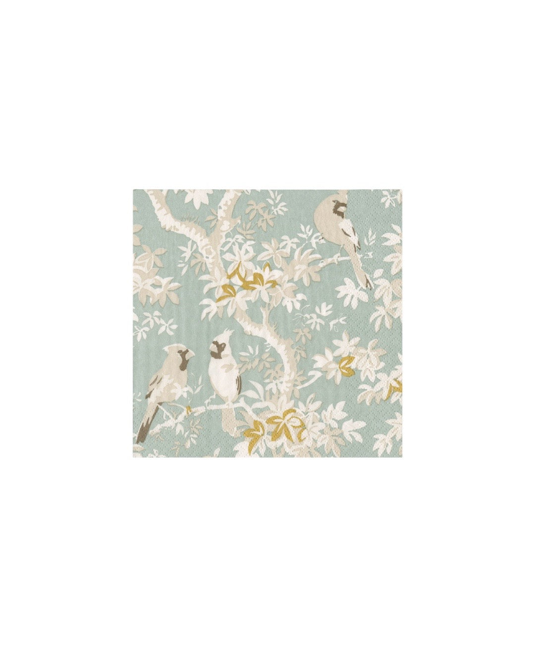 Caspari Scenic Songbirds Celadon Napkin Cocktail