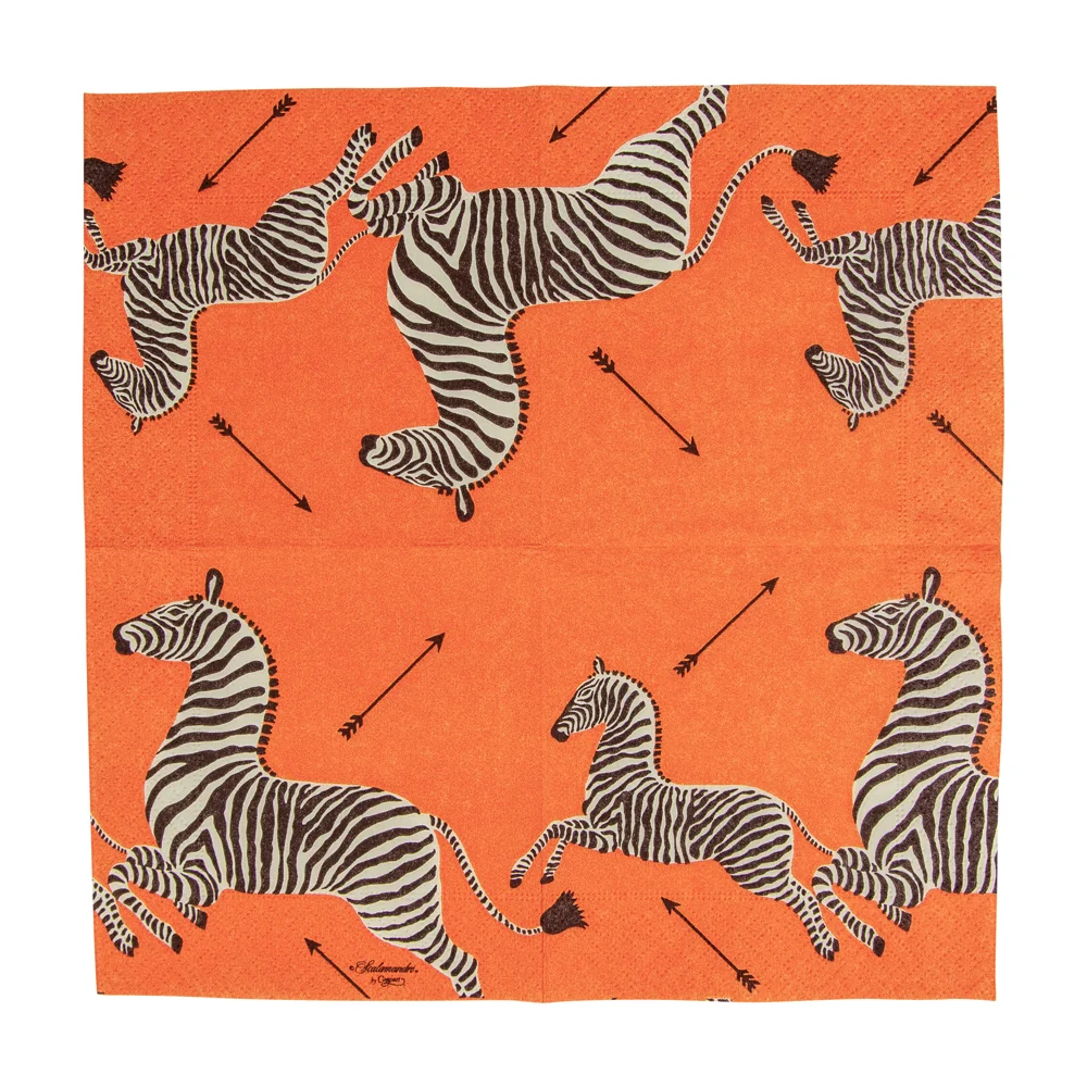 Caspari Zebras Orange Napkin Cocktail