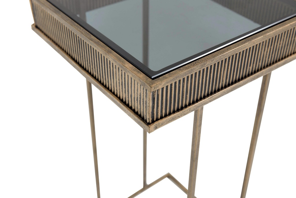 GUBBIO, side table, metal and glass