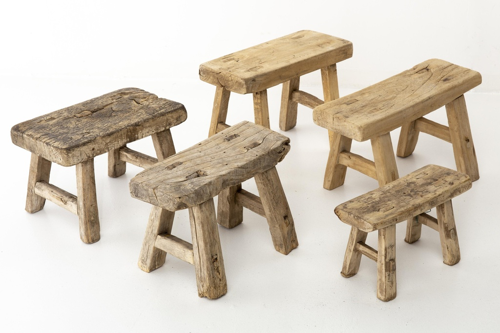 Flamant Paton, deco stool, recycled wood