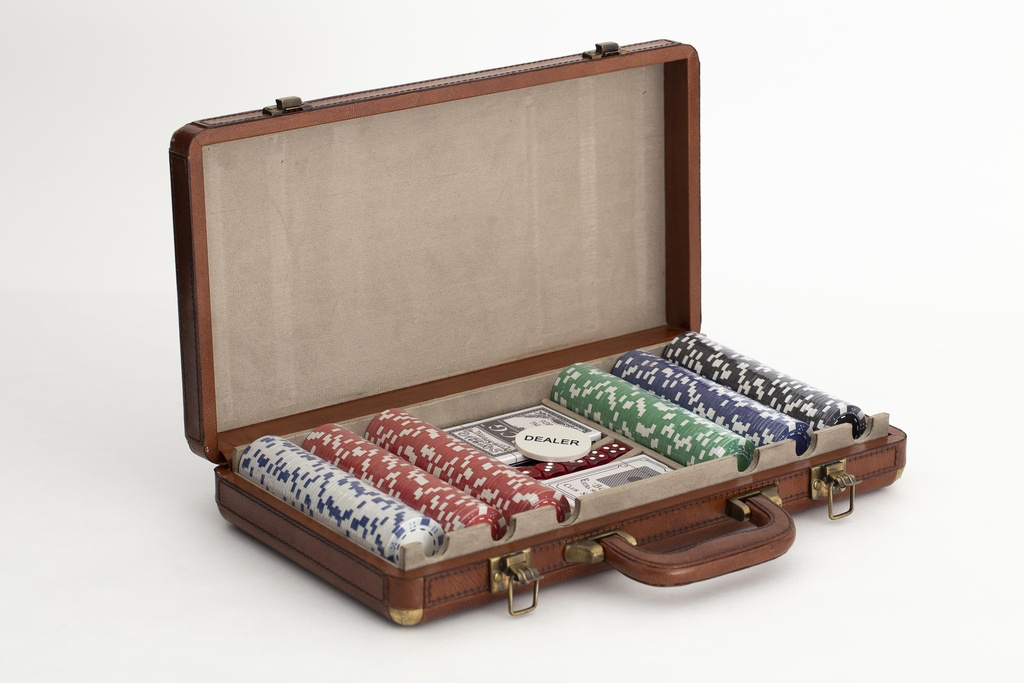 Flamant Manhattan, poker set, brown leather