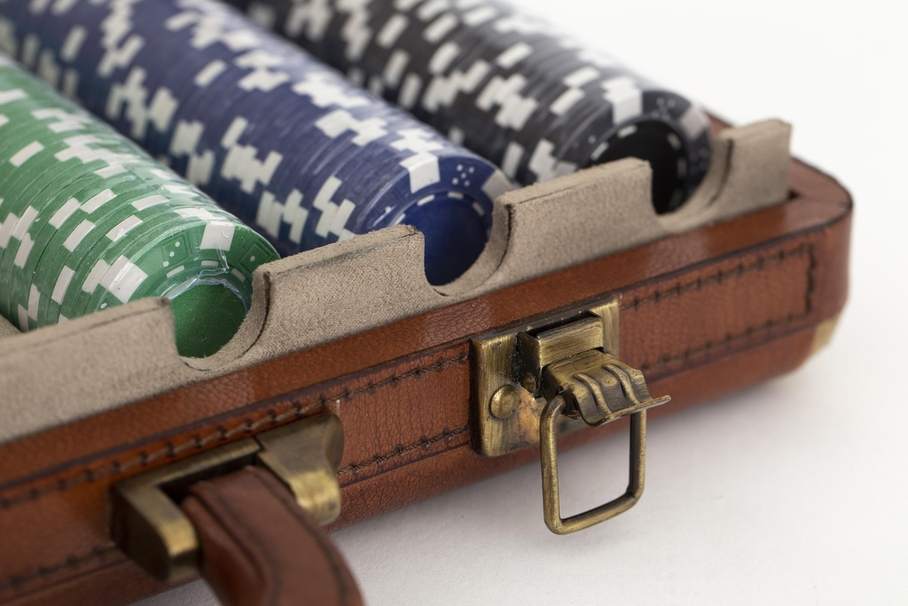 Flamant Manhattan, poker set, brown leather