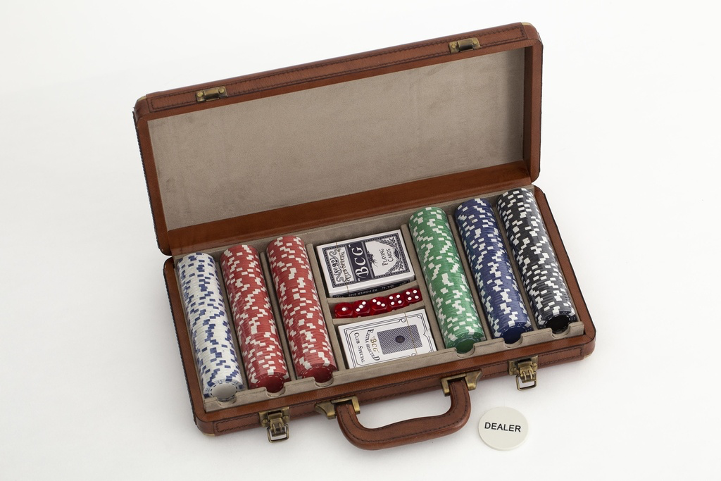 Flamant Manhattan, poker set, brown leather
