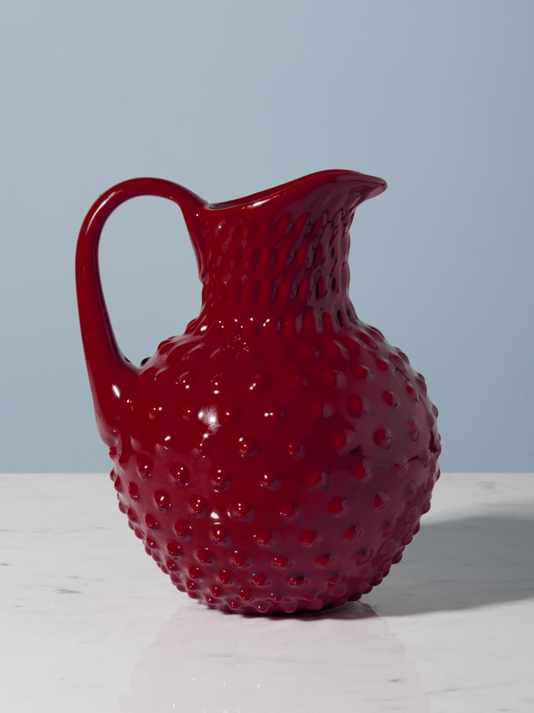 Stoneware hobnail pitcher garnet red 2L