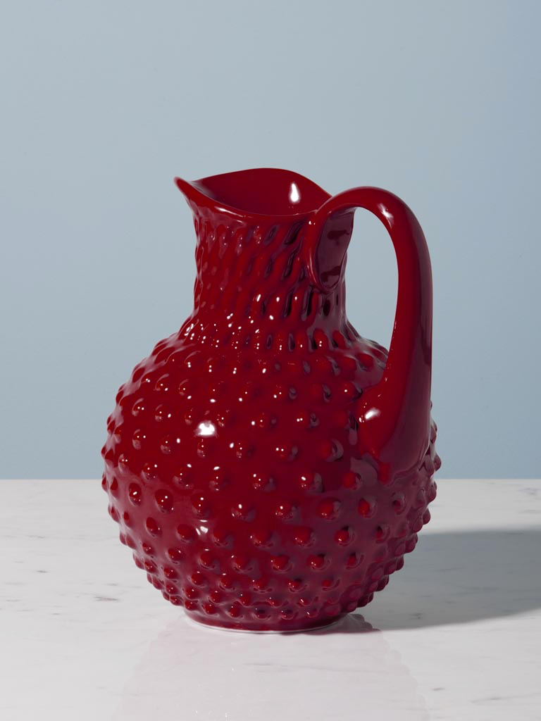Stoneware hobnail pitcher garnet red 2L