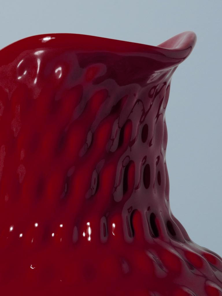 Stoneware hobnail pitcher garnet red 2L