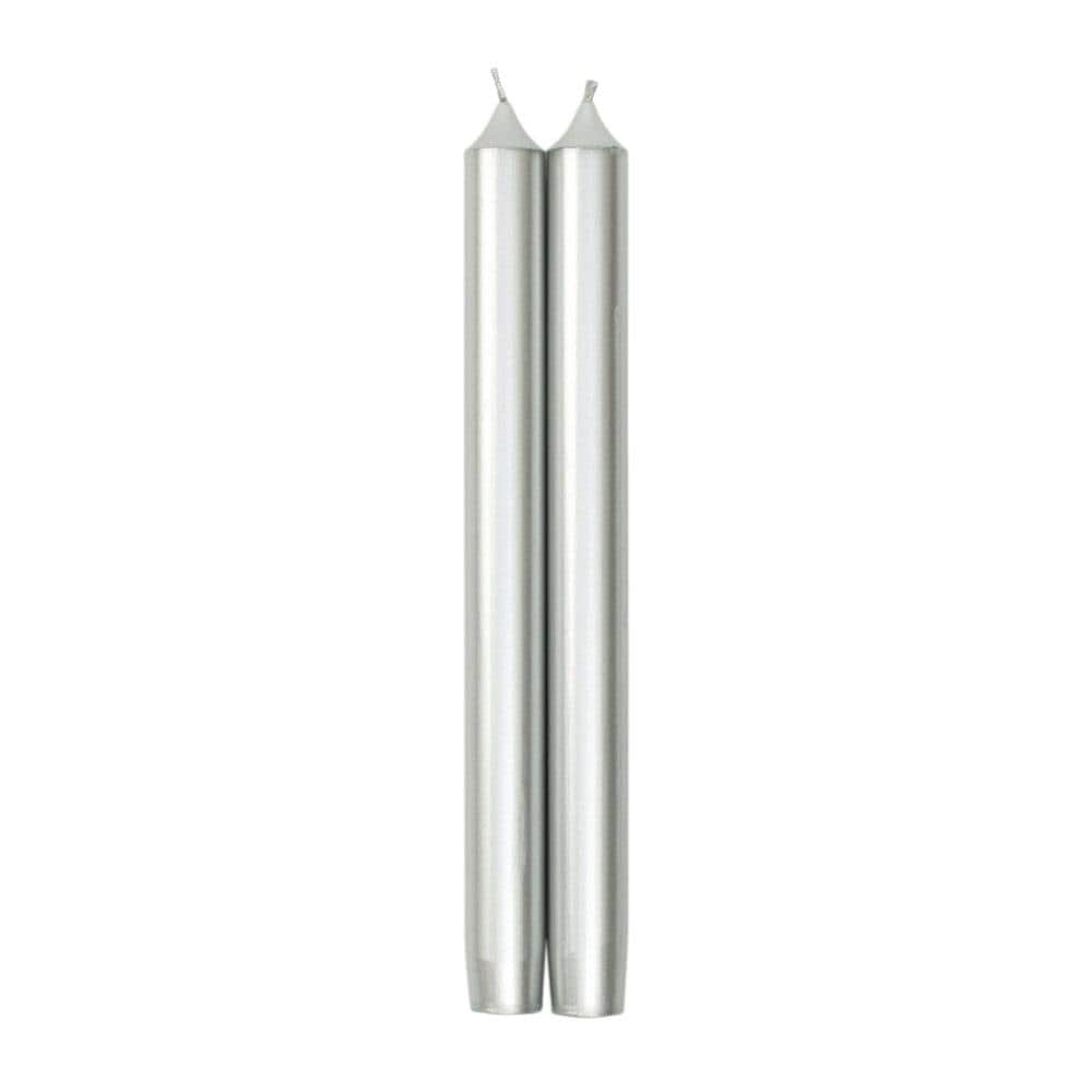 Caspari Silver Metallic 10" Crown Candles, 1 pair