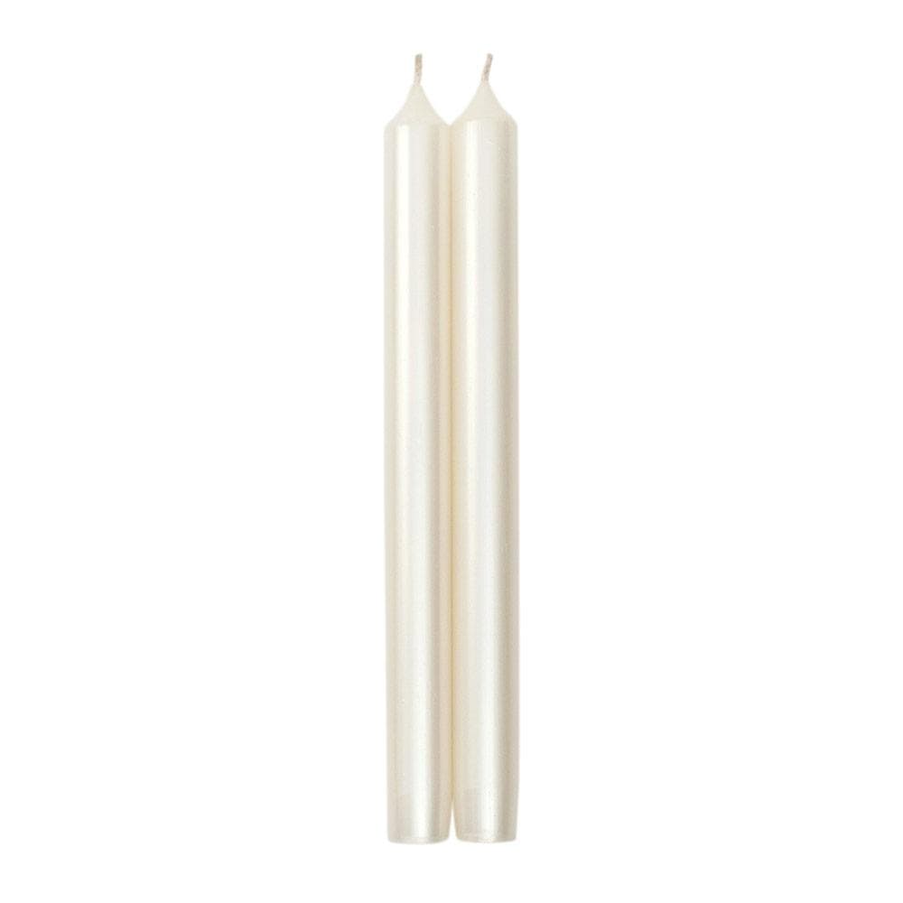 Caspari White Pearlescent 10" Crown Candle, 1 pair