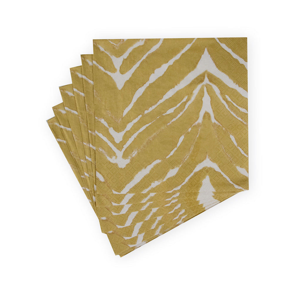 Caspari Go Wild White/Gold Napkin Luncheon