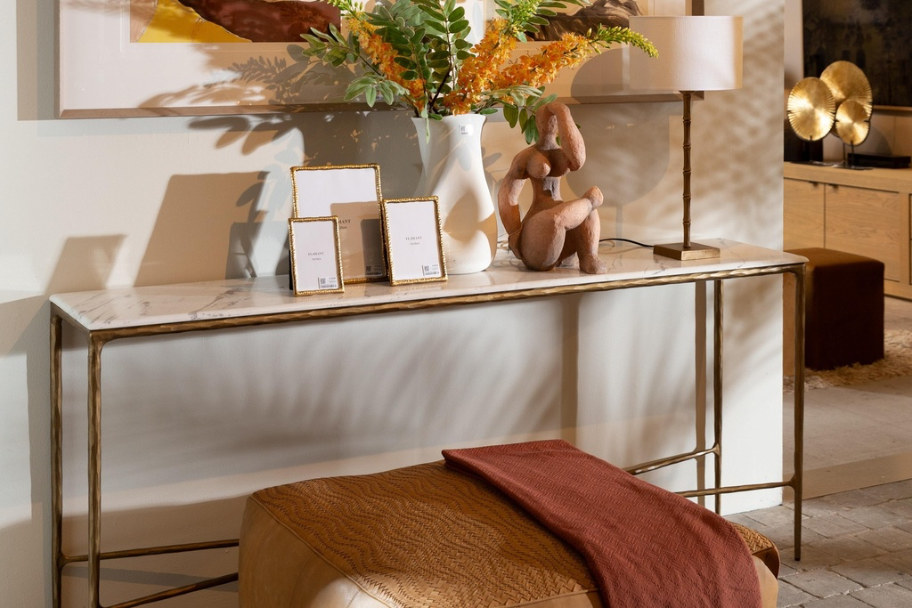 Flamant MARABELLE, console table, metal and marble