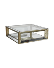 Flamant MITCHELL, coffee table, mirror glass and wood, square