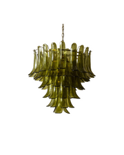 Pure White Lines PETALO, green chandelier, small