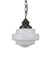 Pure White Lines Johnson Opaline Pendant Bronze