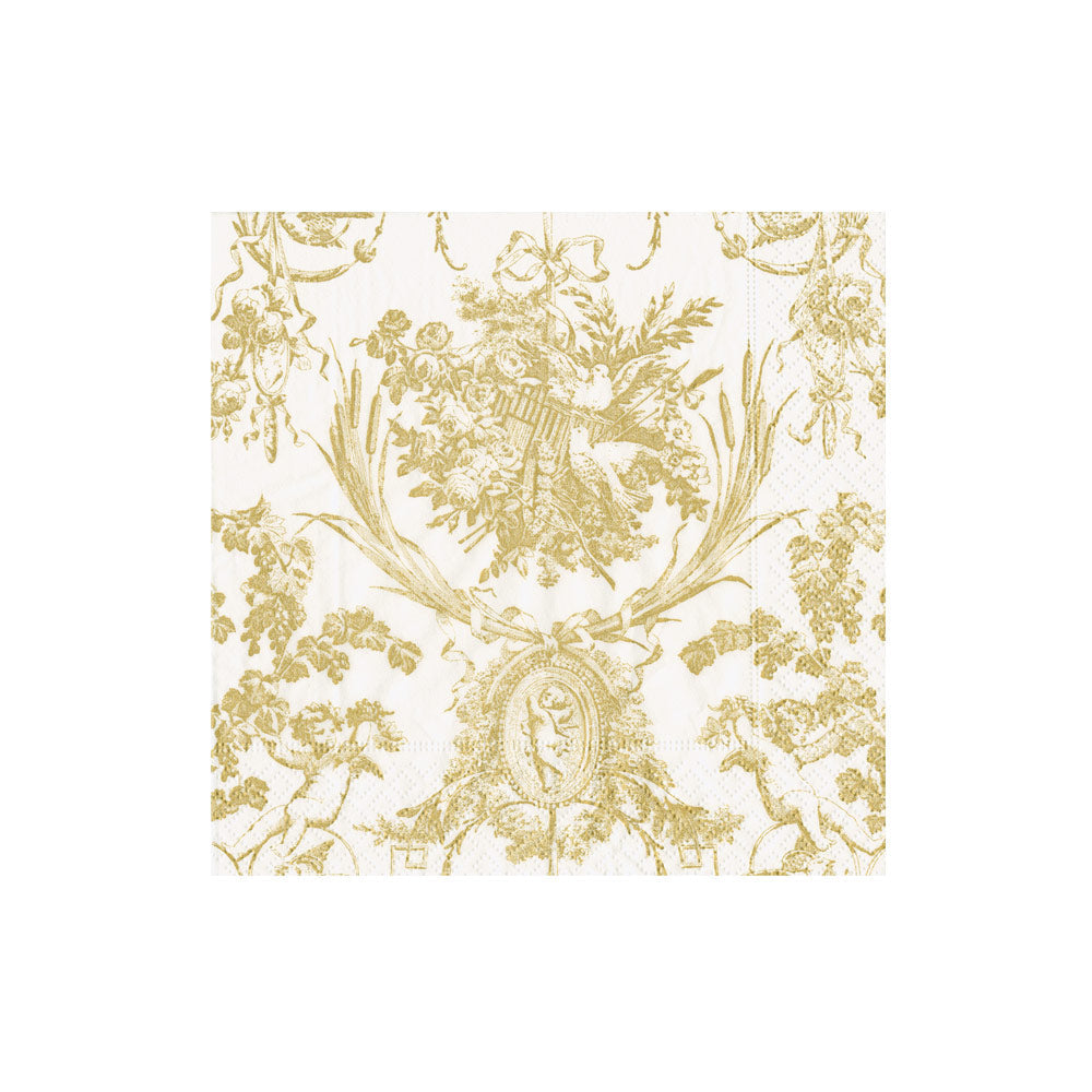 Caspari Romantic Toile Gold Napkin Luncheon