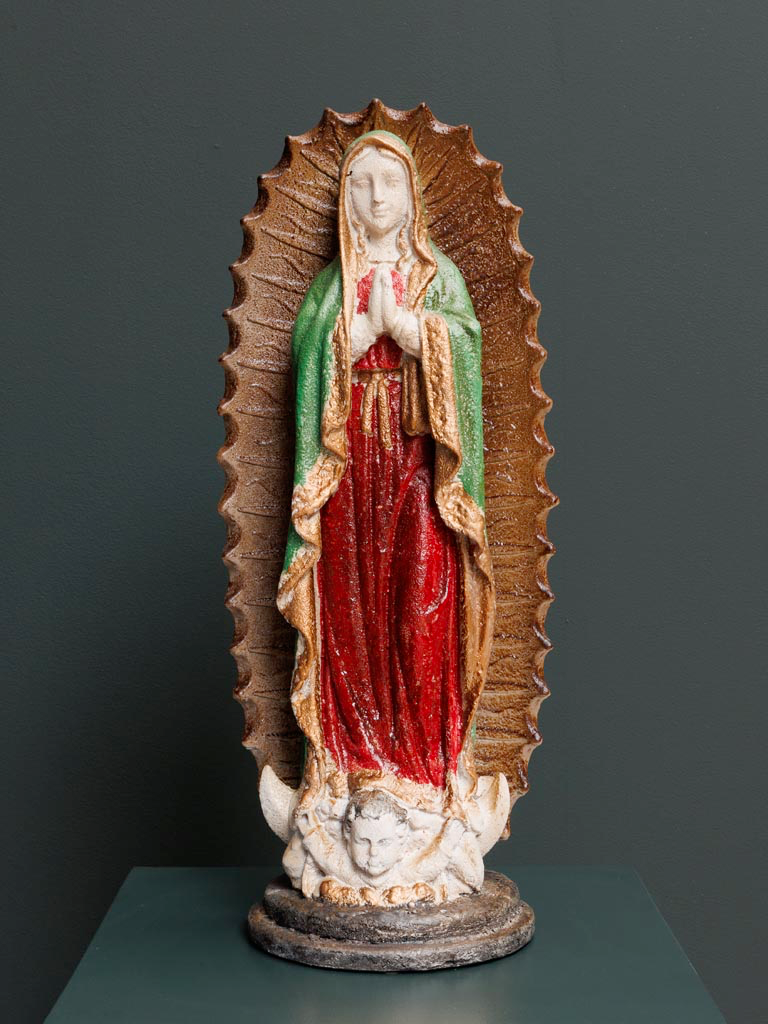 Virgin Statue Green and Red