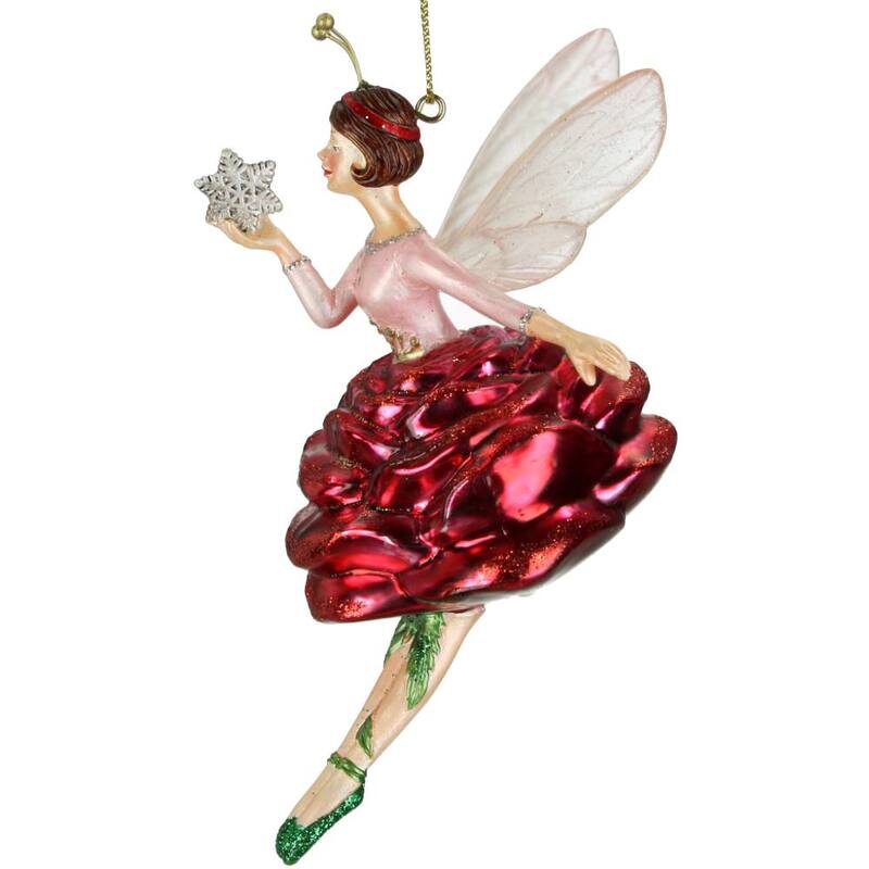 Ornament Fairy Rose Red 14x7x9cm