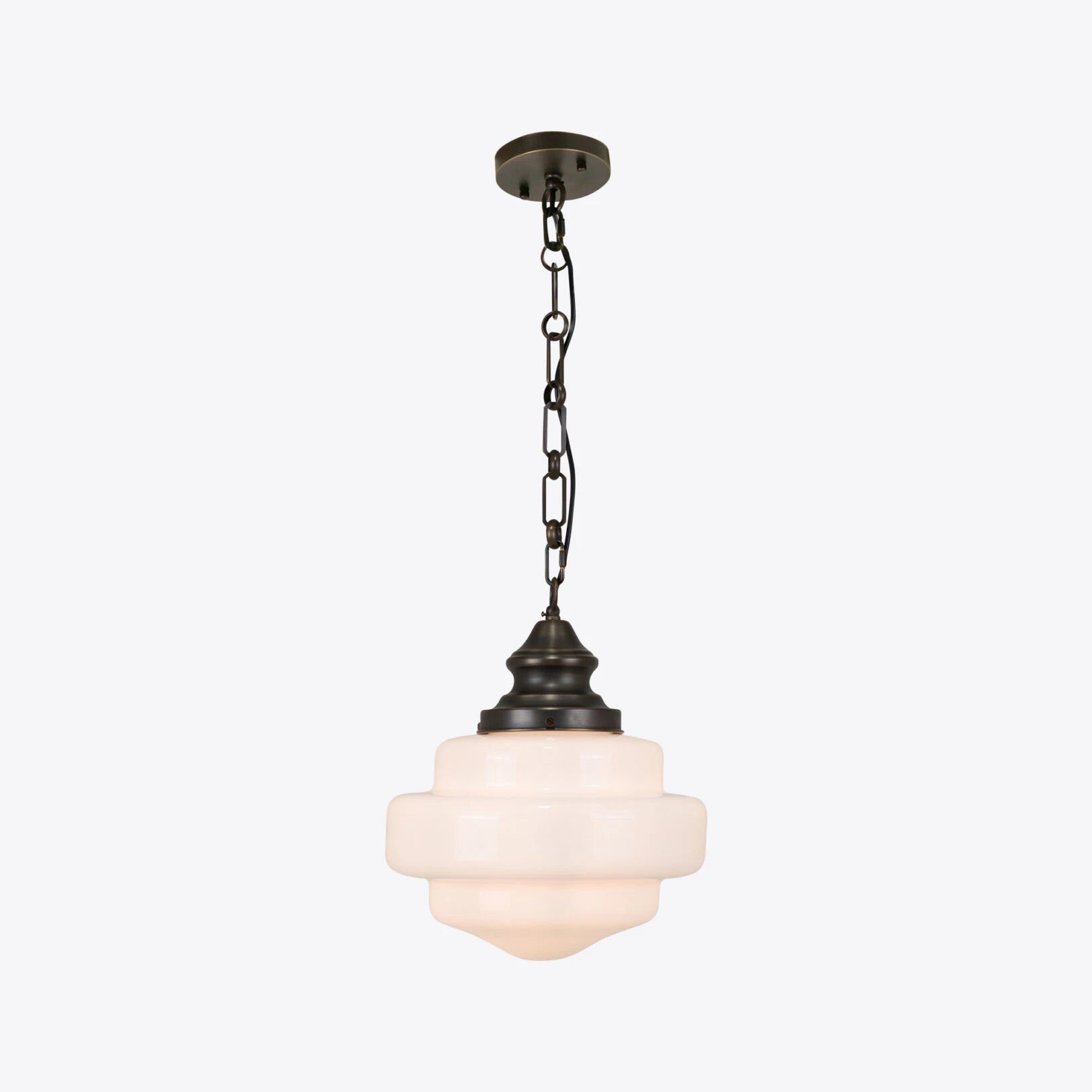Pure White Lines Johnson Opaline Pendant Bronze