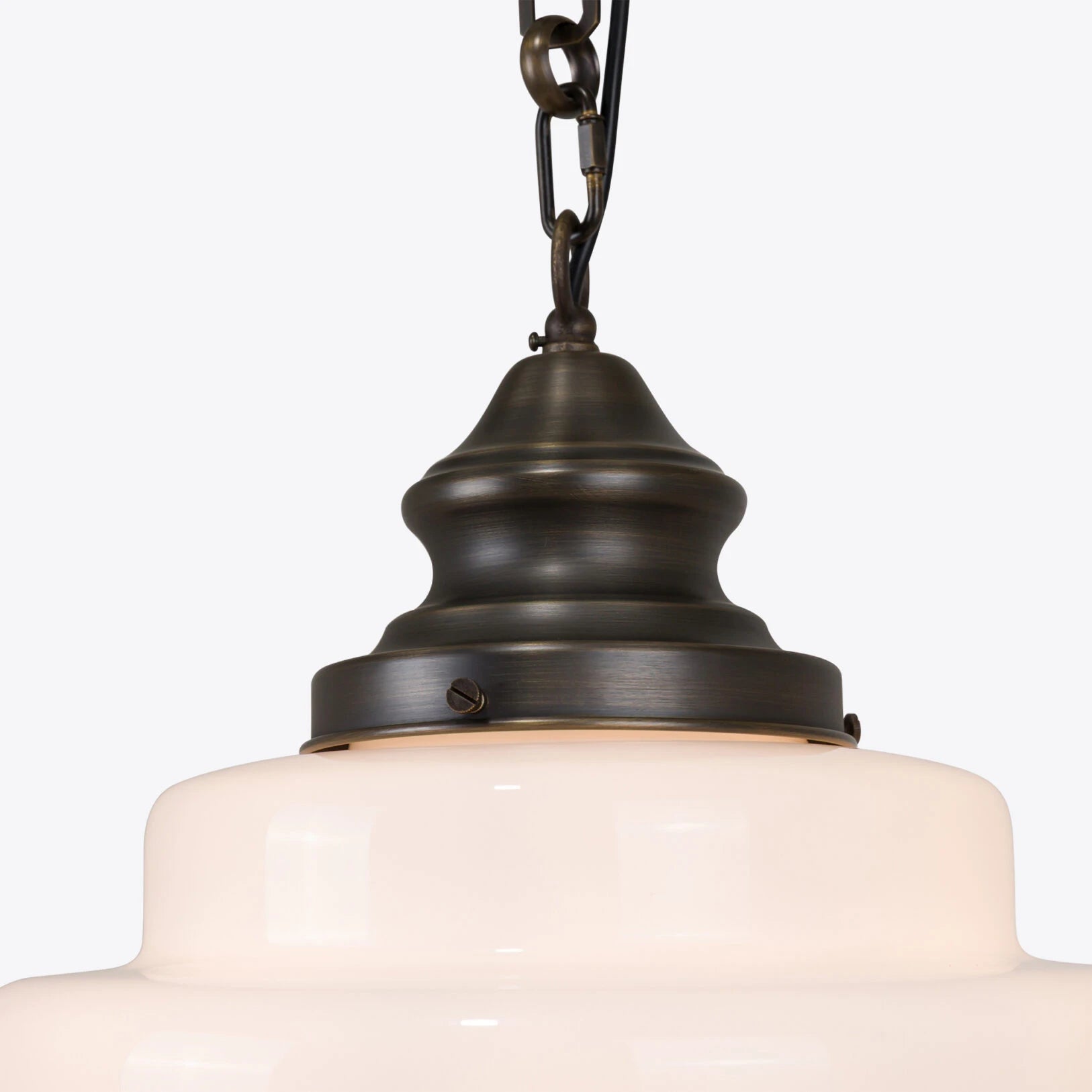 Pure White Lines Johnson Opaline Pendant Bronze