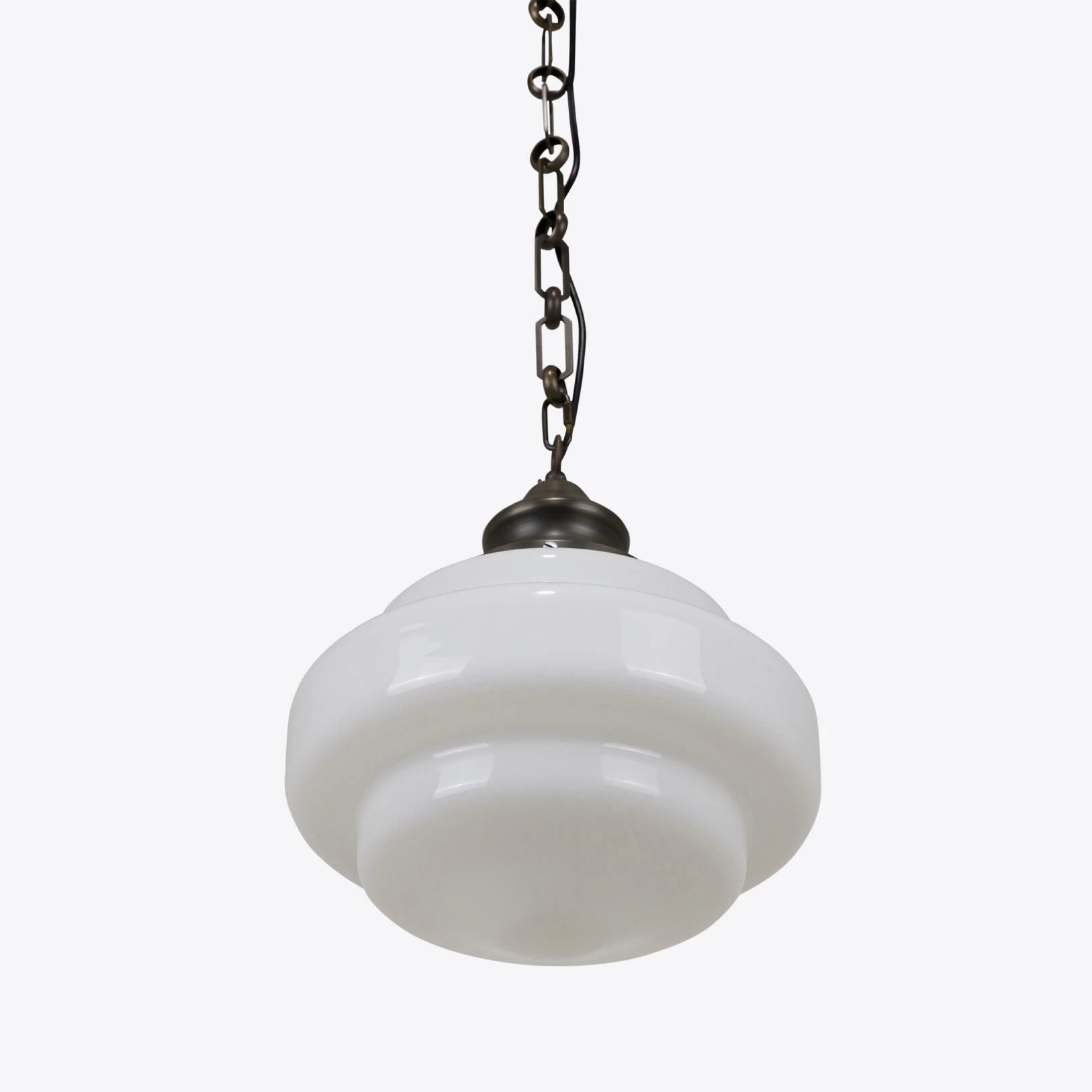 Pure White Lines Johnson Opaline Pendant Bronze