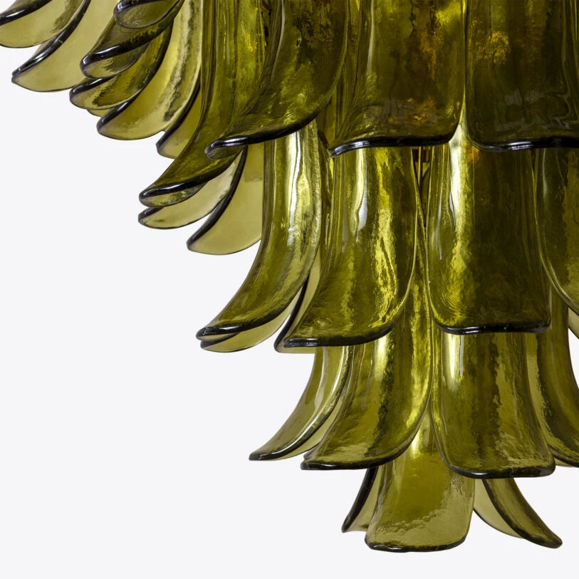 Pure White Lines PETALO, green chandelier, small