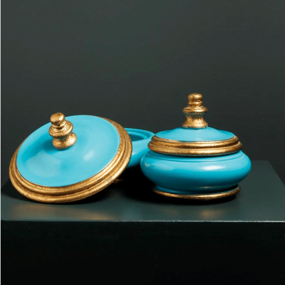 Aqua Blue and Gold Boxes