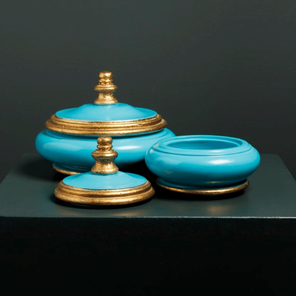 Aqua Blue and Gold Boxes