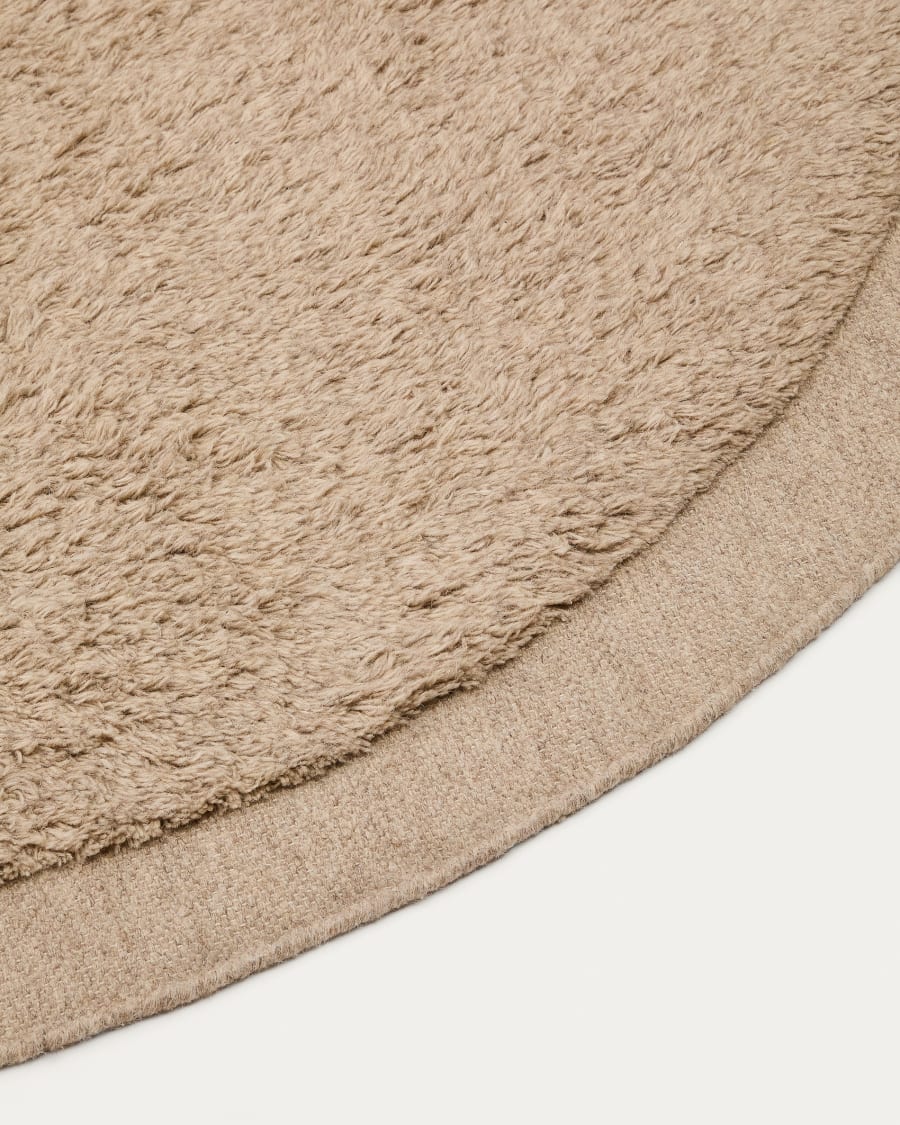 Marley round beige wool rug 200 cm