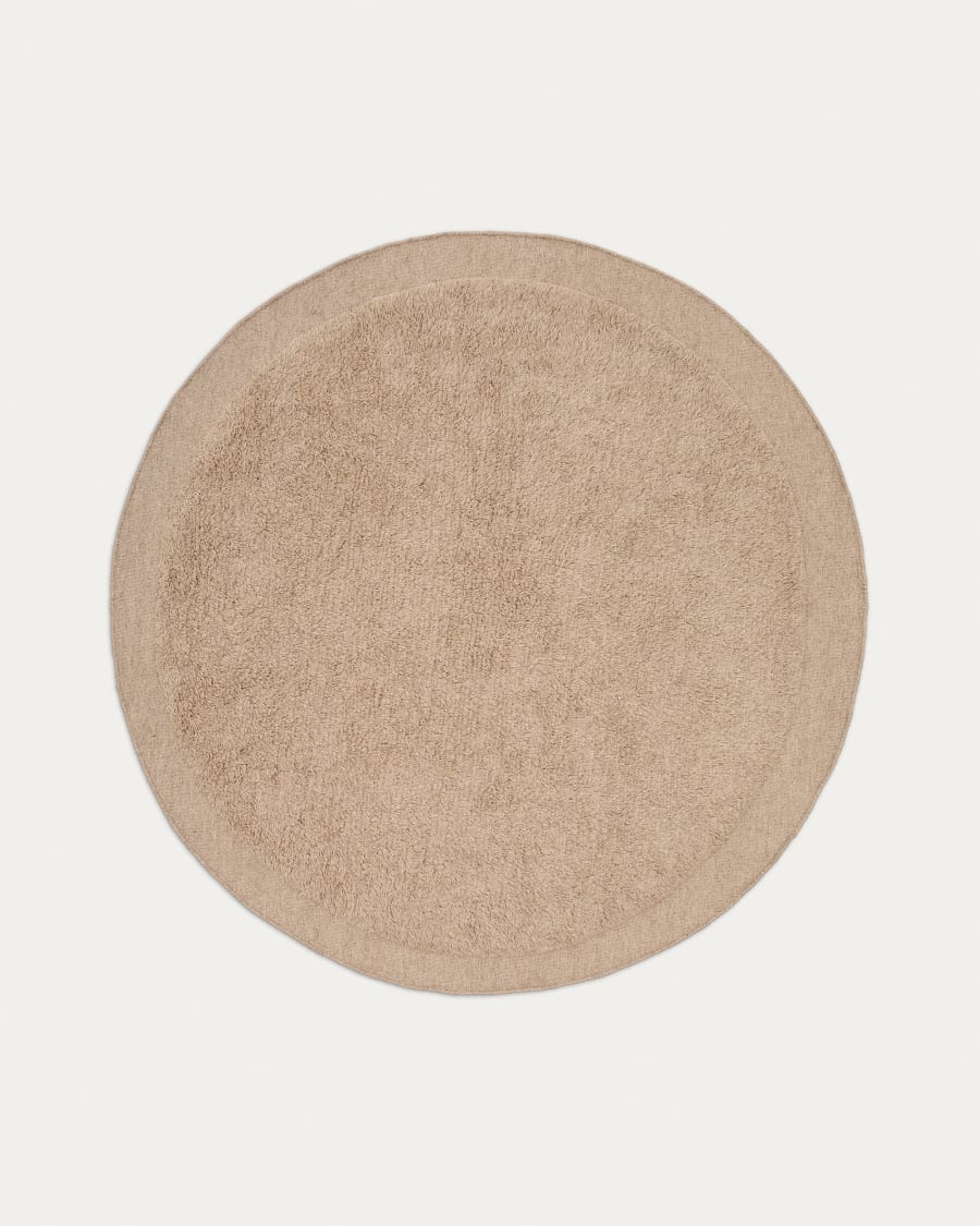 Marley round beige wool rug 200 cm