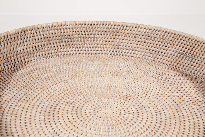 Flamant TOGO, side table, reed, Ø 51cm, white washed