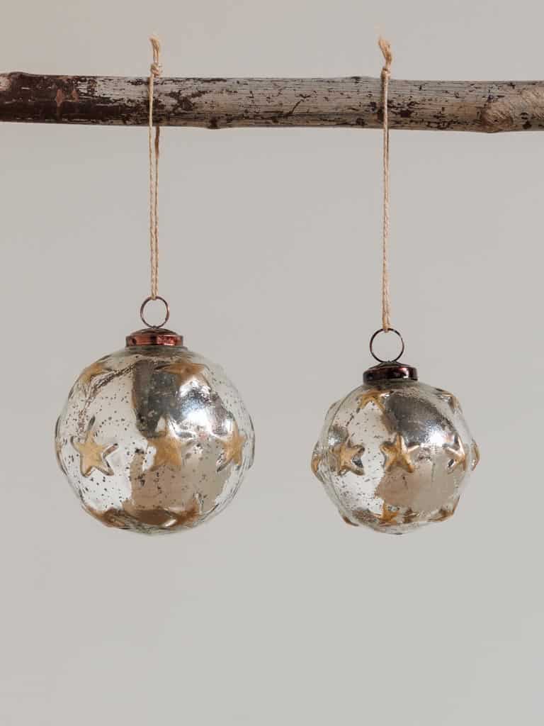 Glass Xmas Ball Golden Star