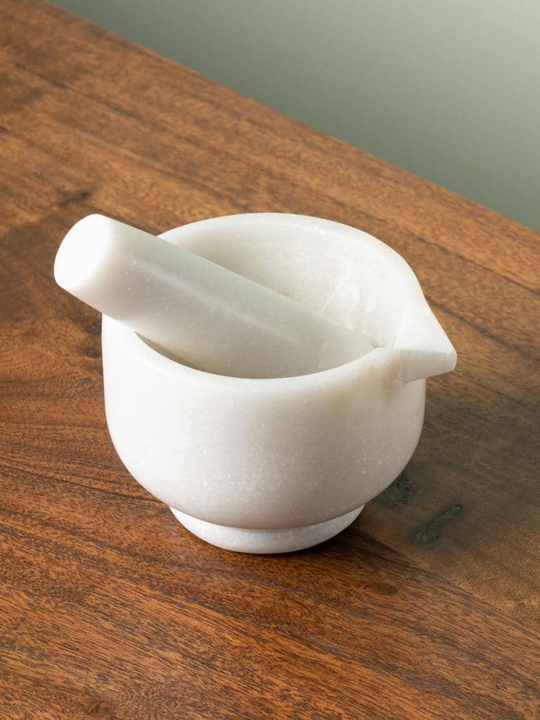 White marble pestle and mortal