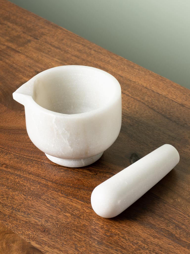White marble pestle and mortal