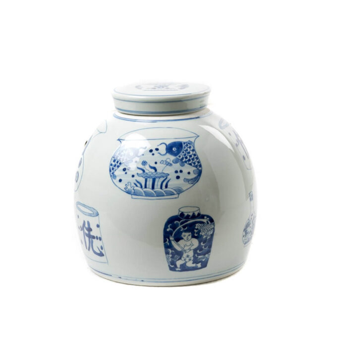 Pot in porcelain blue white