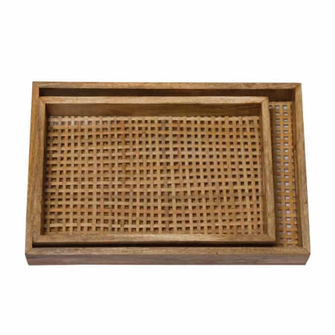 Chehoma Wooden Tray With Rattan M
